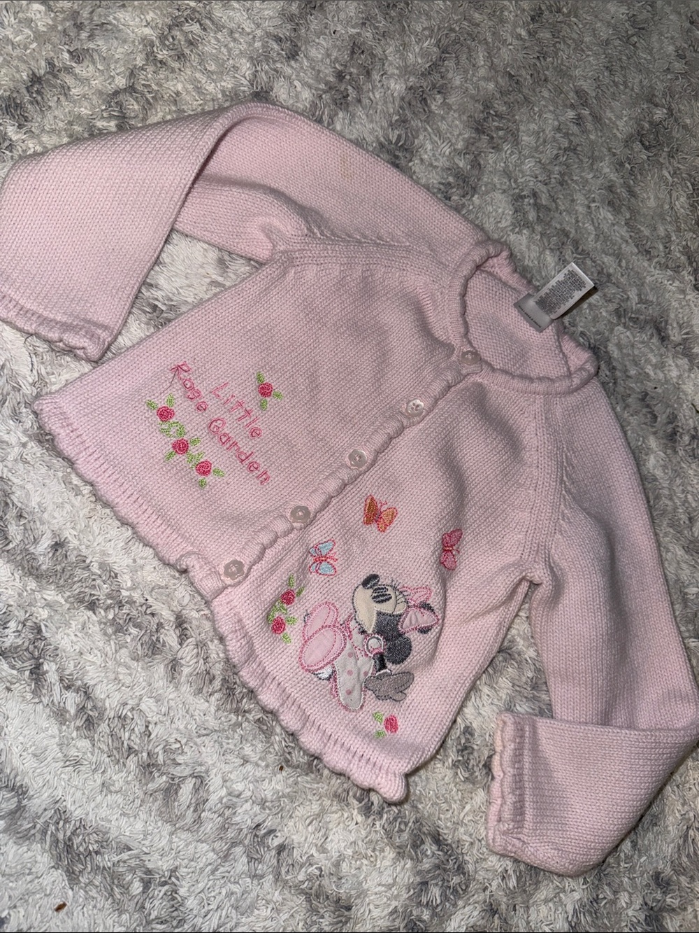 18m vintage Disney Baby Pink Minnie Mouse Knit Cardigan for baby girls